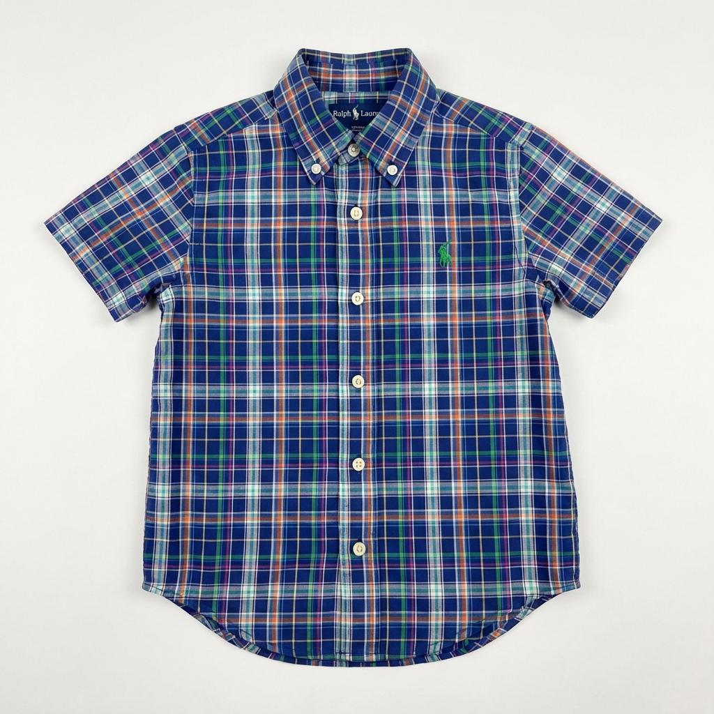 Ralph Lauren Navy Plaid Button-Down Shirt (18M)