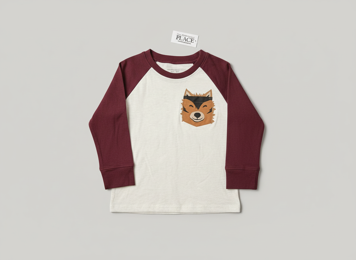 Foxface Maroon Sleeve Toddler Tee (3T)