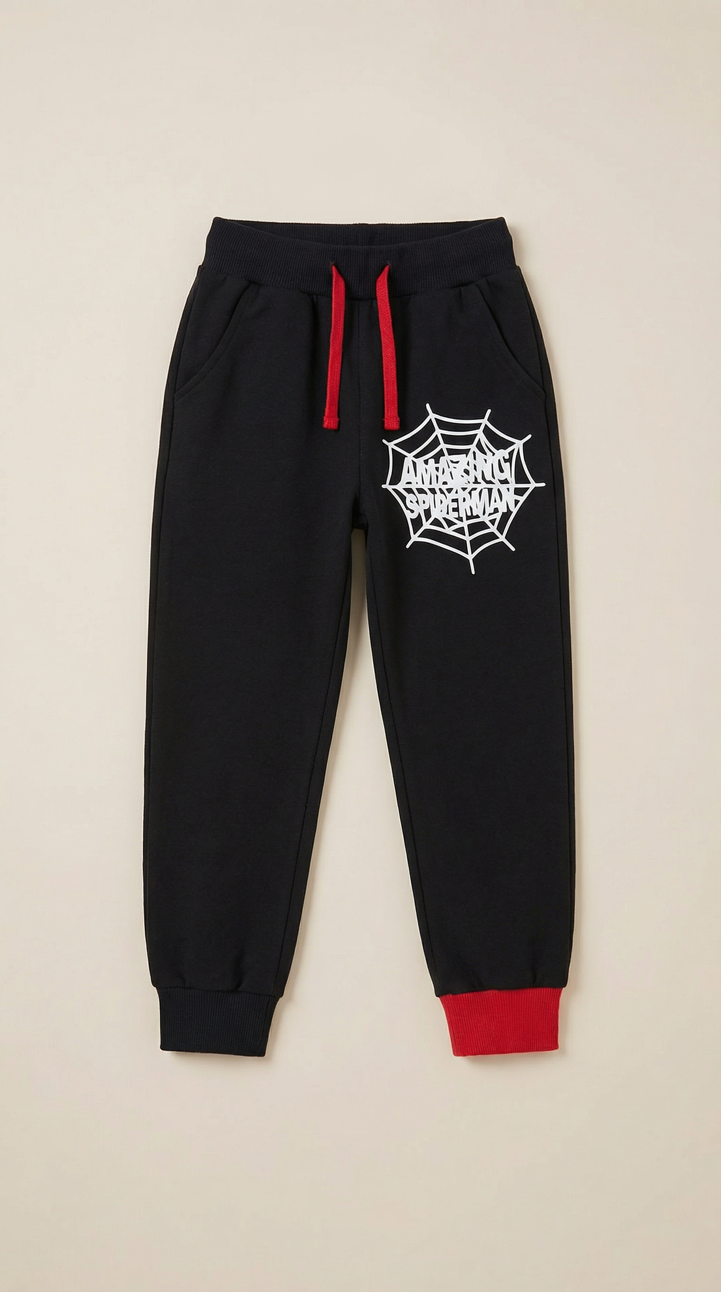 Spider-Man Inspired Joggers - Black with Web Design (3T)