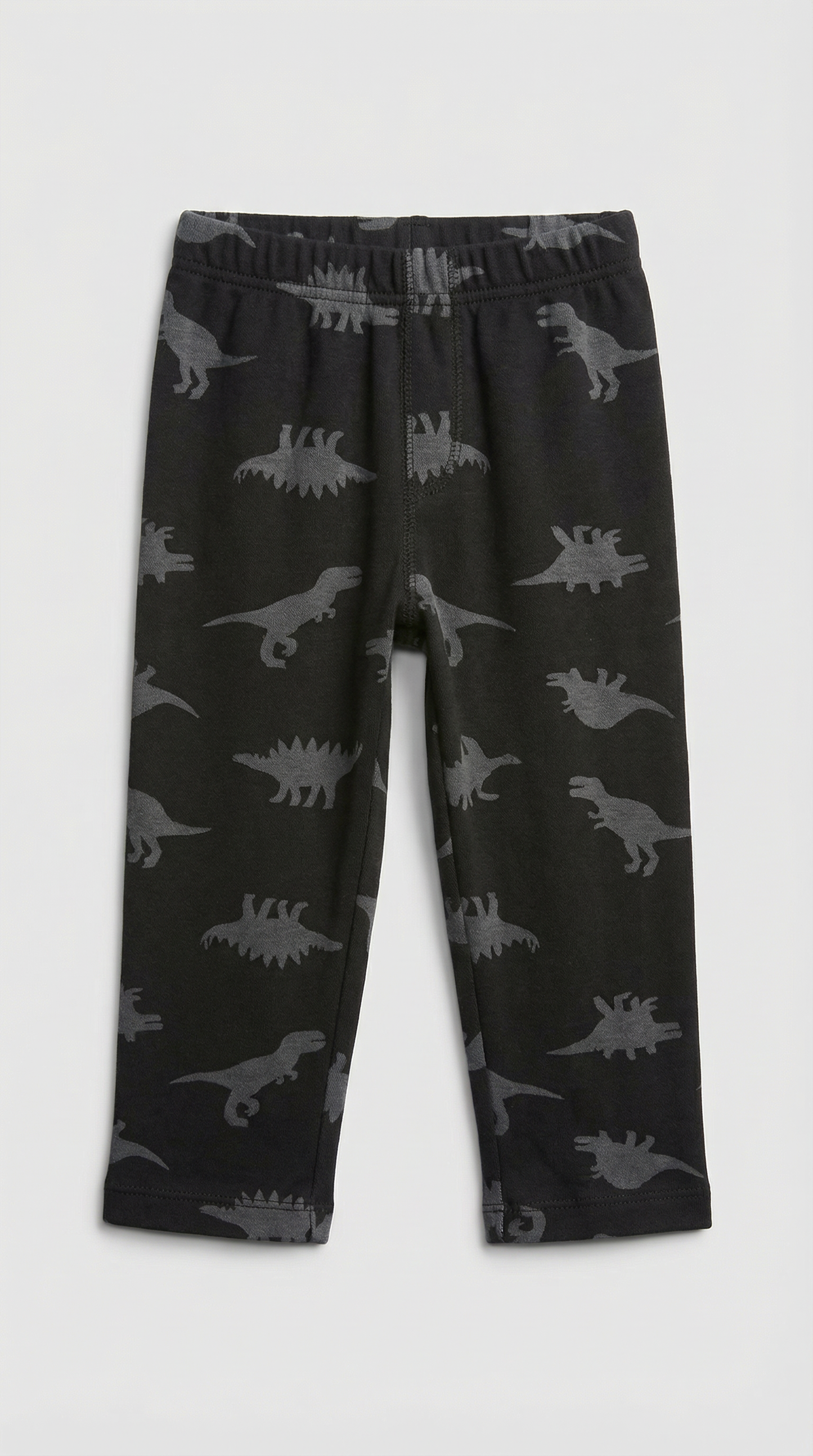 Black and gray pants with dinosaur silhouette pattern, size 2T
