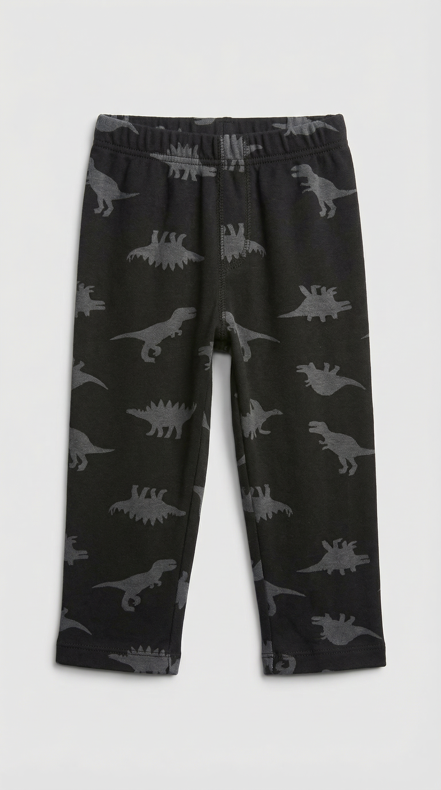 Black and gray pants with dinosaur silhouette pattern, size 2T