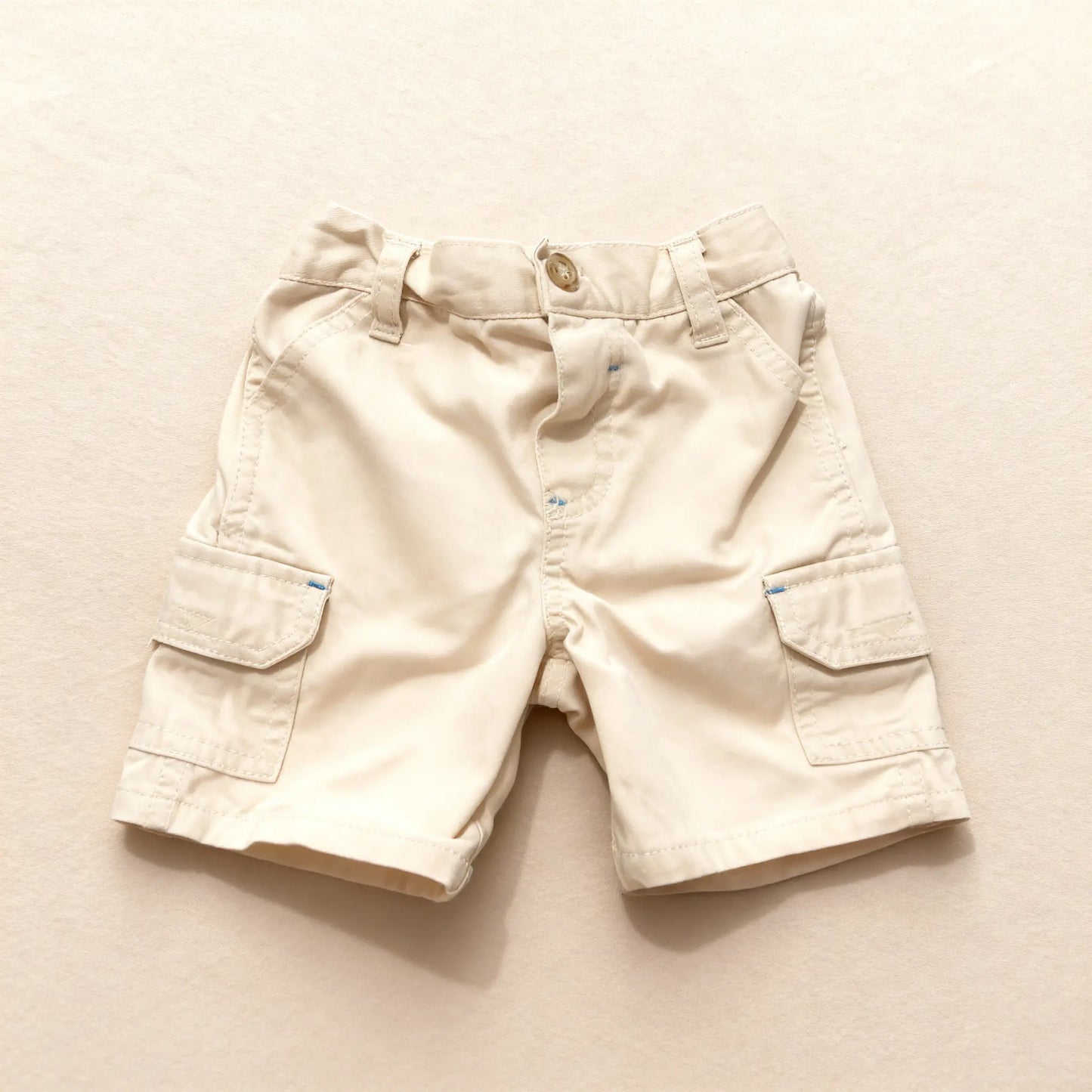 Classic Khaki Cargo Shorts with Belt Loops (18M)