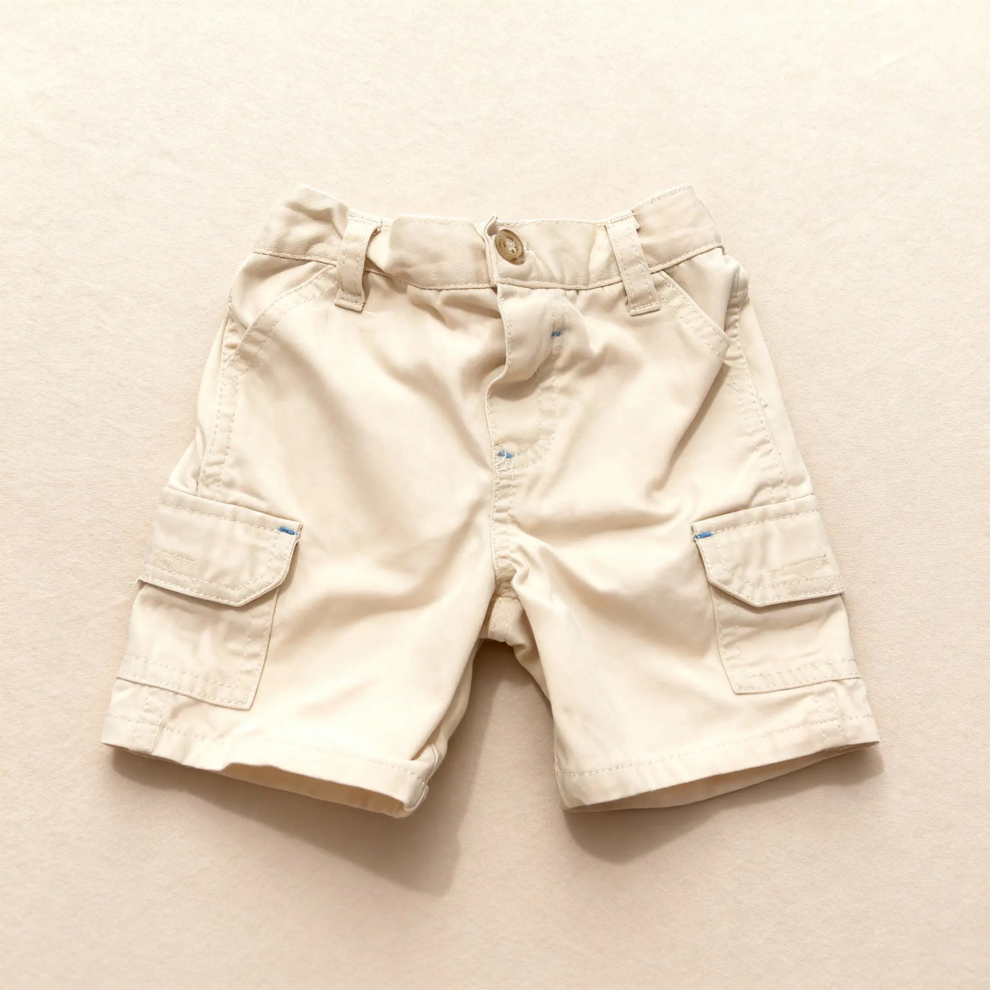 Classic Khaki Cargo Shorts with Belt Loops (18M)