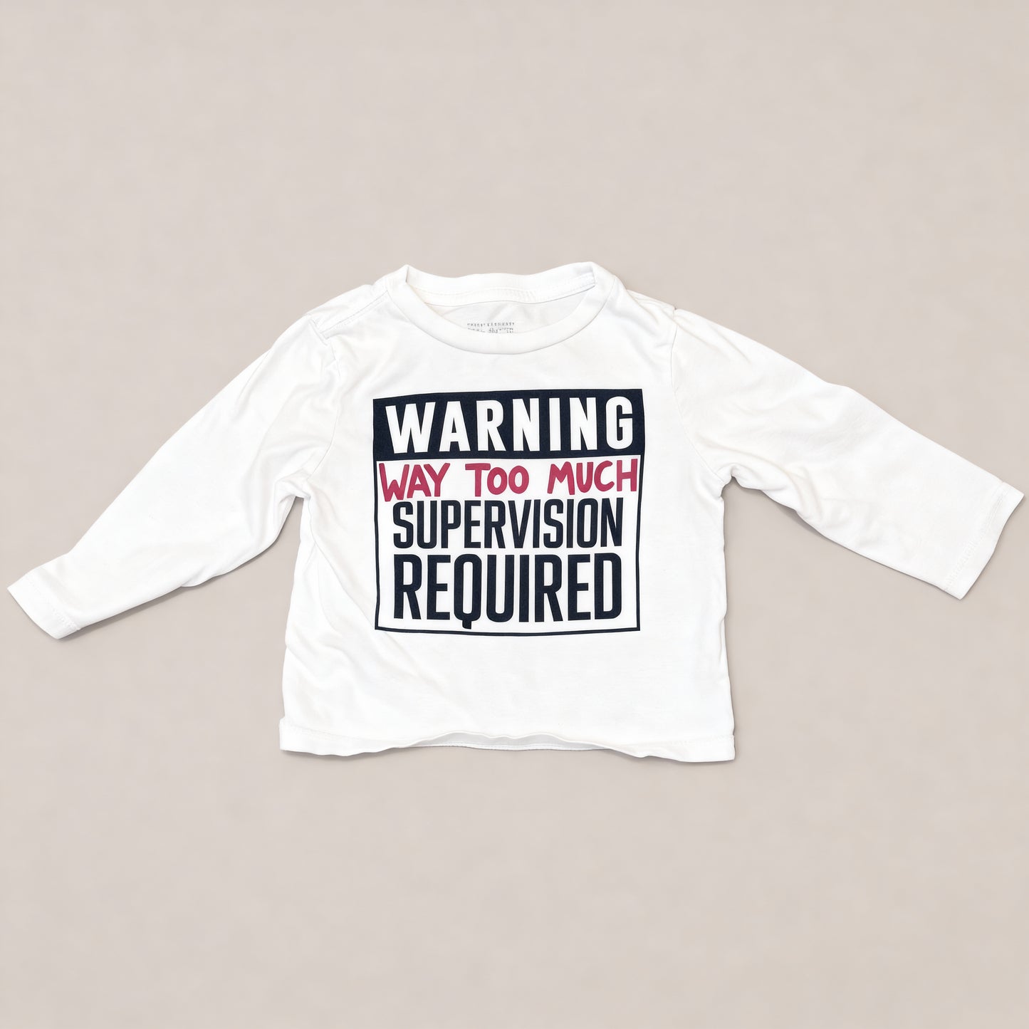 Funny White Warning Graphic T-Shirt