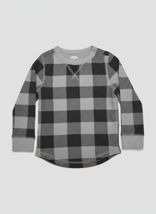 Oldnavy Buffalo Plaid Thermal Crew Black/Grey (2T)