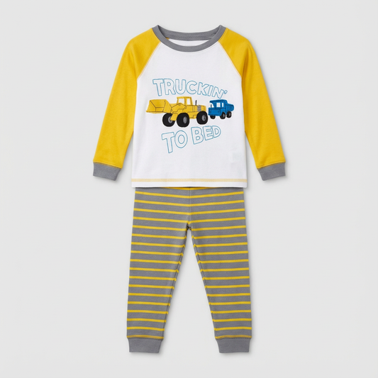 Fun Construction Truck Pajama Set for Kids (2T)