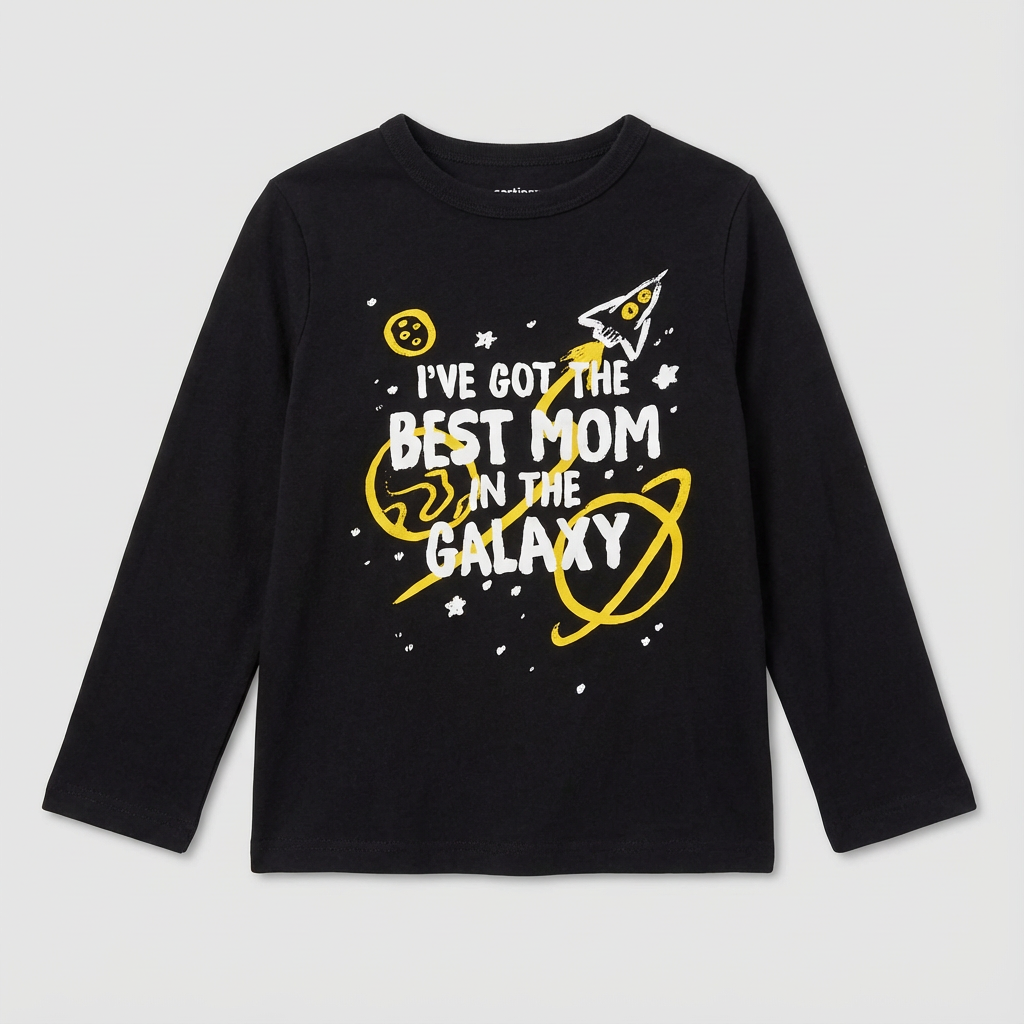Galaxy-Themed Kids' Black T-Shirt (2T)