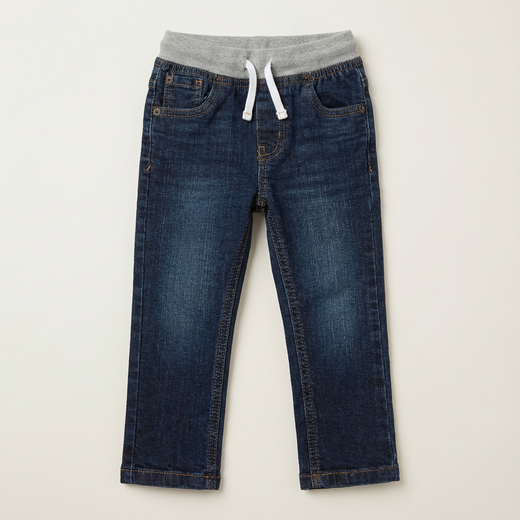 Cozy Denim-Style Jeans with Adjustable Waistband (2T)