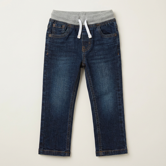 Cozy Denim-Style Jeans with Adjustable Waistband (2T)
