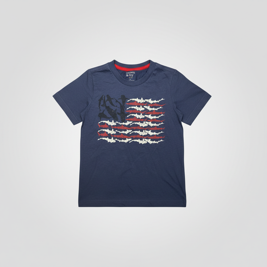 Shark Flag Graphic T-Shirt - Navy Blue, 2T